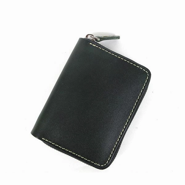 [On Sale] Handmade Cool Mens Zippers Leather Small Wallet billfold Wallets with Zippers