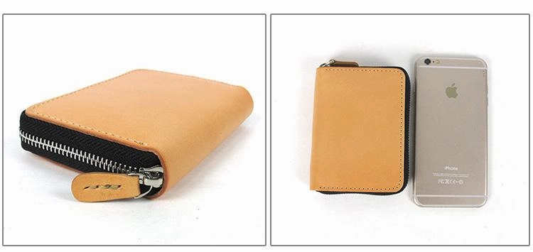 [On Sale] Handmade Cool Mens Zippers Leather Small Wallet billfold Wallets with Zippers