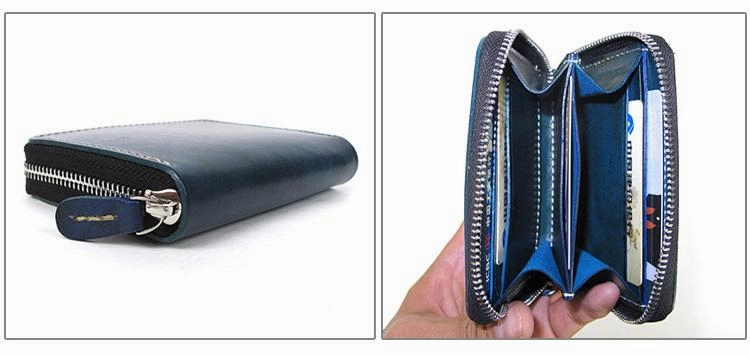 [On Sale] Handmade Mens Leather Small Wallet Cool billfold Wallet with Zippers