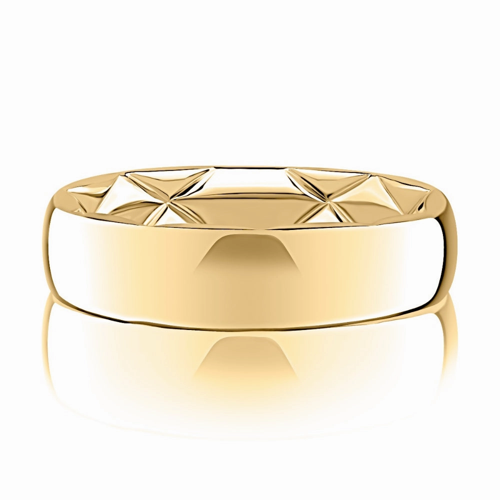 A Jaffe 14k Gold 6mm Classic Quilted Wedding Band