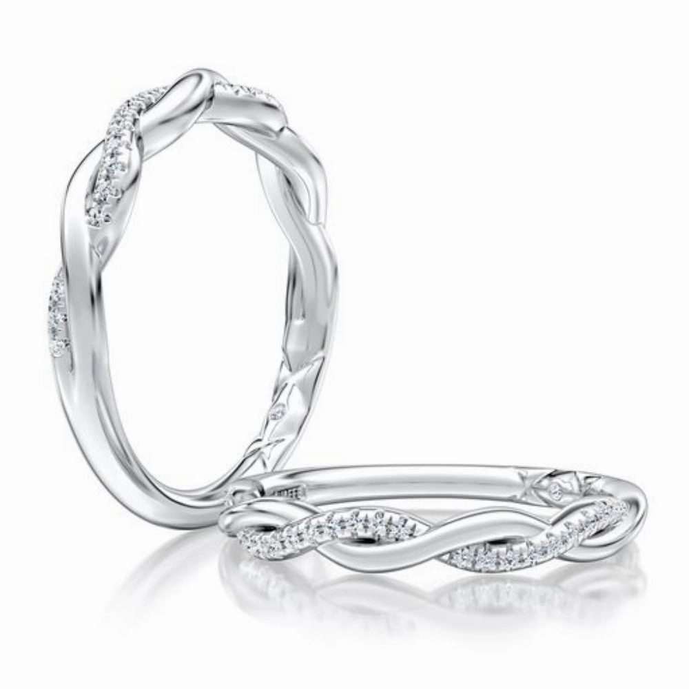 A. Jaffe 14k Gold Twist Pave Diamond Wedding Band