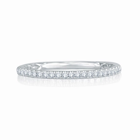 A. JAFFE 14k Vintage French Pave Quilted Wedding Band