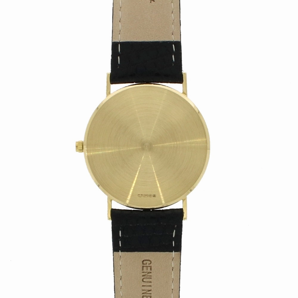 Accurist 9ct Gold Mens Watch White Dial Black Strap 7801
