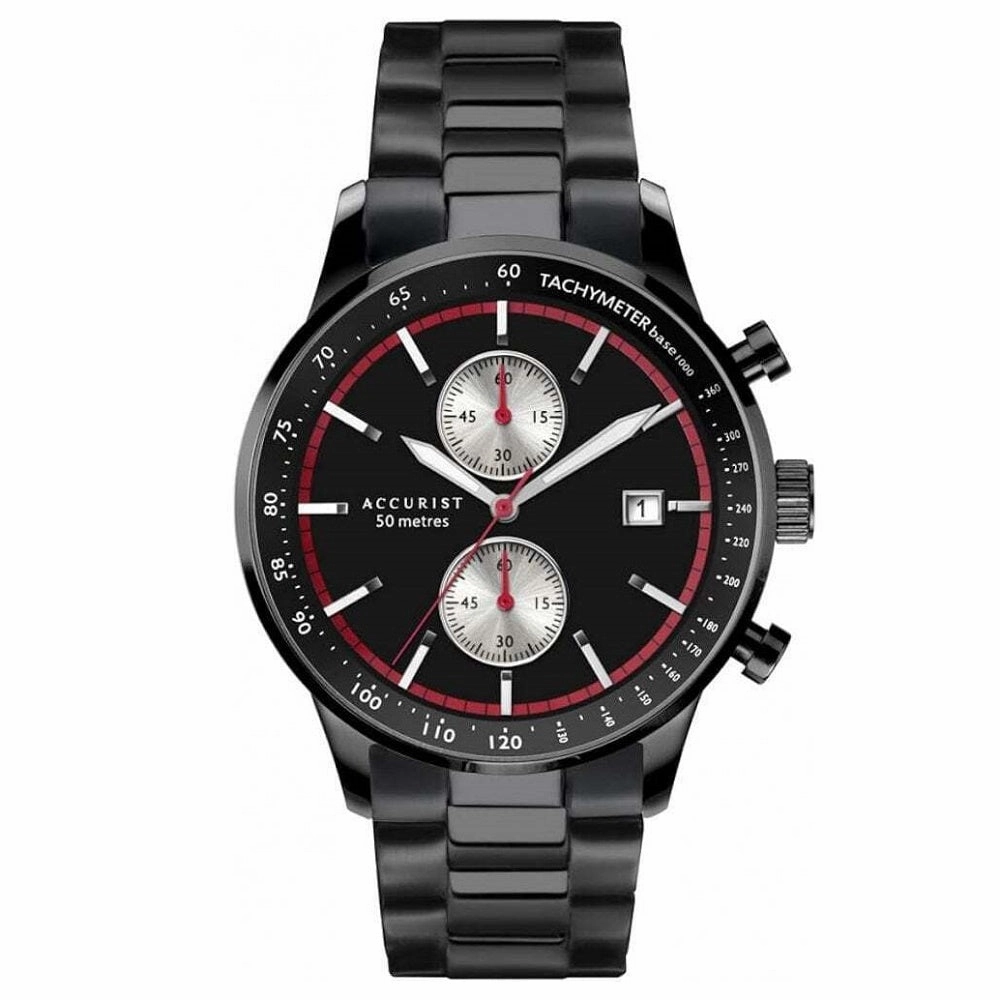 Accurist Chronograph Black Bracelet Mens Watch 7364