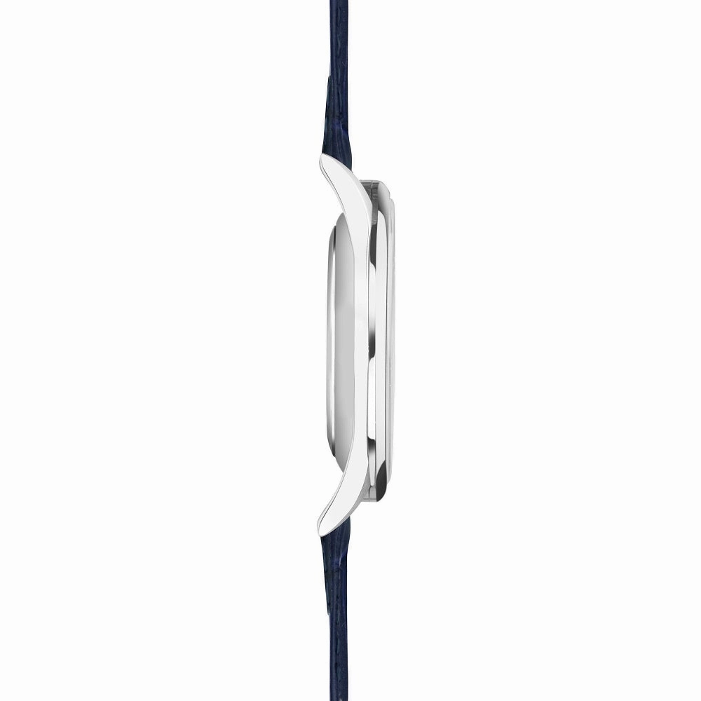 Accurist Classic Mens Blue Leather Strap Watch White Dial 73000