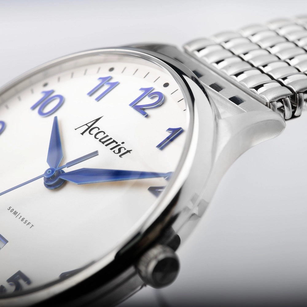 Accurist Classic Mens Expander Bracelet Watch White Dial 73000X