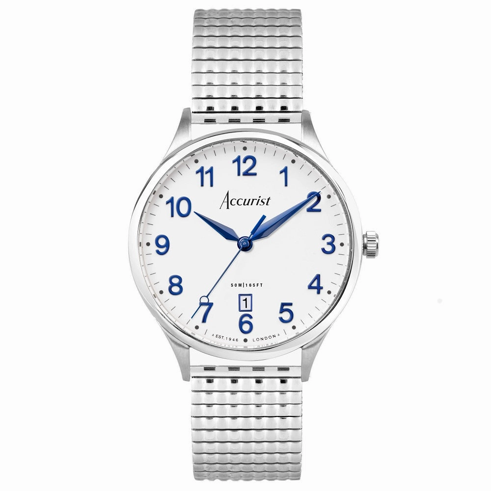 Accurist Classic Mens Expander Bracelet Watch White Dial 73000X