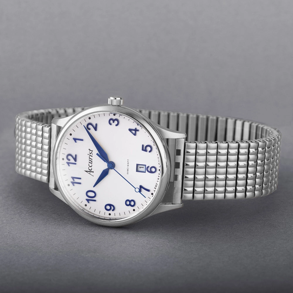 Accurist Classic Mens Expander Bracelet Watch White Dial 73000X