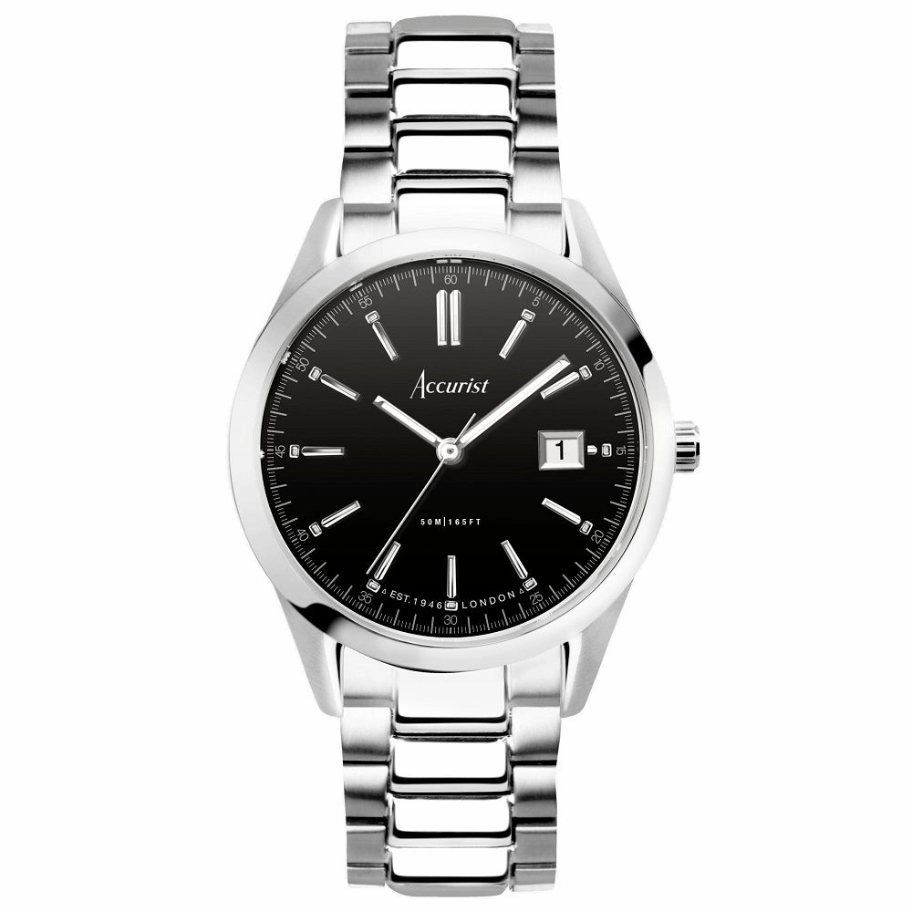 Accurist Everyday Mens Bracelet Watch Black Dial 74014