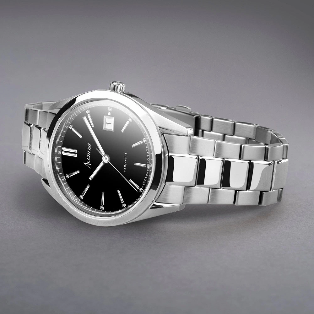 Accurist Everyday Mens Bracelet Watch Black Dial 74014