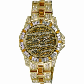 Adee Kaye Men's Watch - Chameleon Yellow and Gold Tone Dial Brass Bracelet | AK1177Y