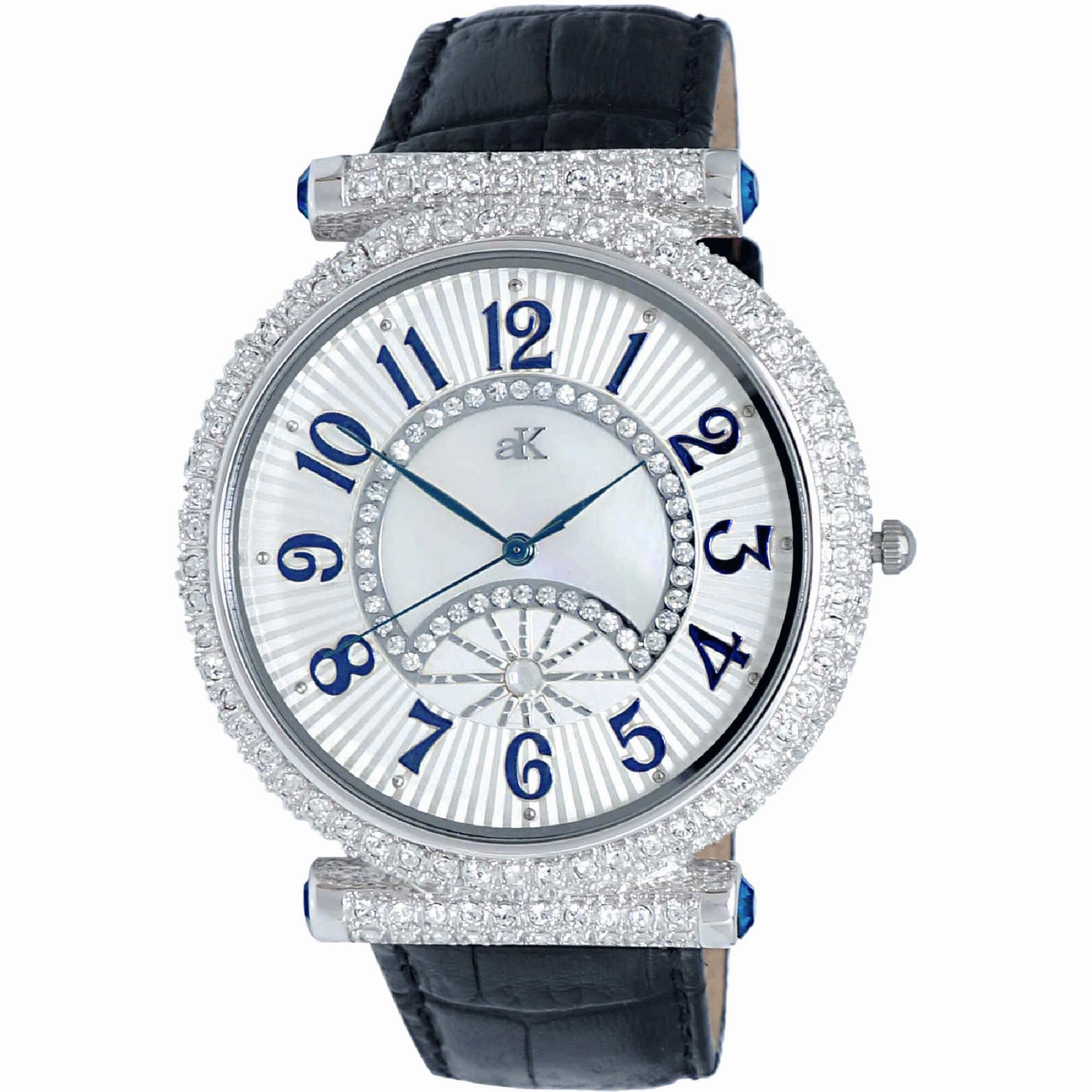 Adee Kaye Men's Watch - Florence Quartz White Dial Black Leather Strap | AK8685