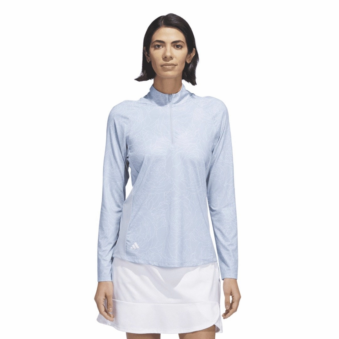 adidas Ladies Essentials Long Sleeve Printed Golf Polo Shirt HY7175
