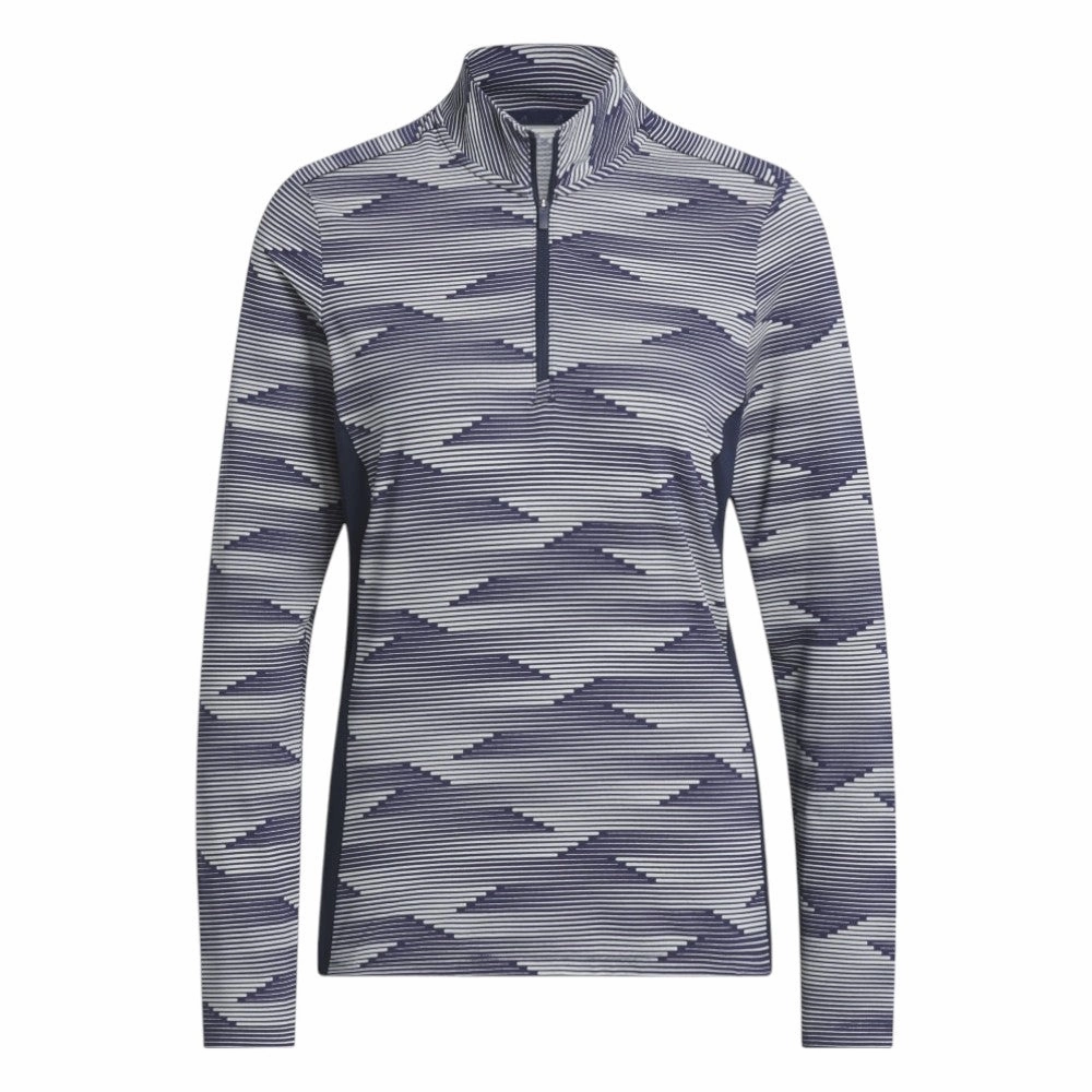adidas Ladies Ultimate365 Printed Quarter-Zip Mock Golf Polo Shirt IM7886
