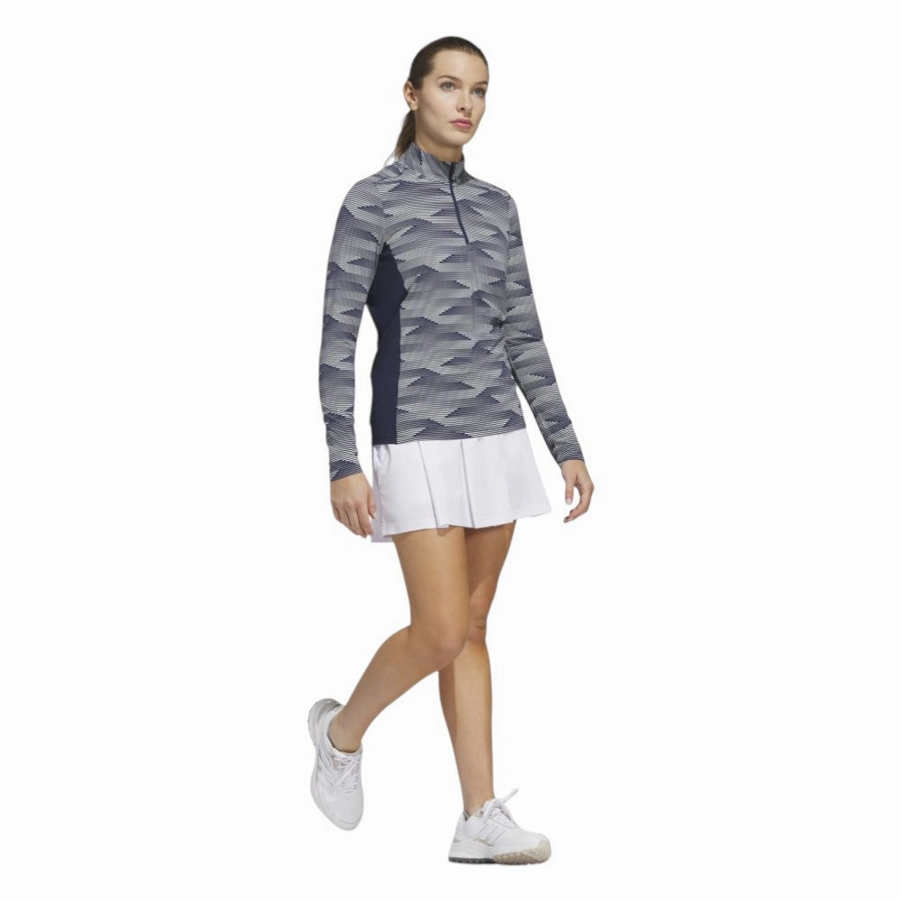 adidas Ladies Ultimate365 Printed Quarter-Zip Mock Golf Polo Shirt IM7886