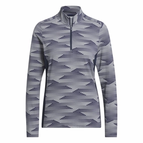 adidas Ladies Ultimate365 Printed Quarter-Zip Mock Golf Polo Shirt IM7886