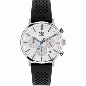 Adidas Men's Watch - Originals Chronograph White Dial Black Rubber Strap | AOSY22014