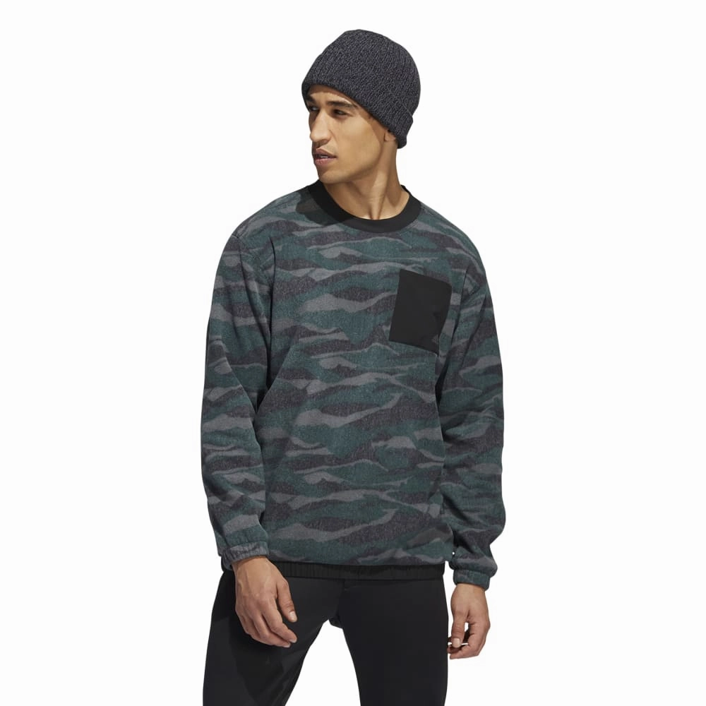 adidas Texture Print Crew Neck Golf Pullover HF6523