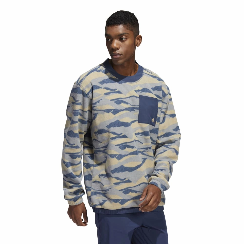 adidas Texture Print Crew Neck Golf Pullover HF6525