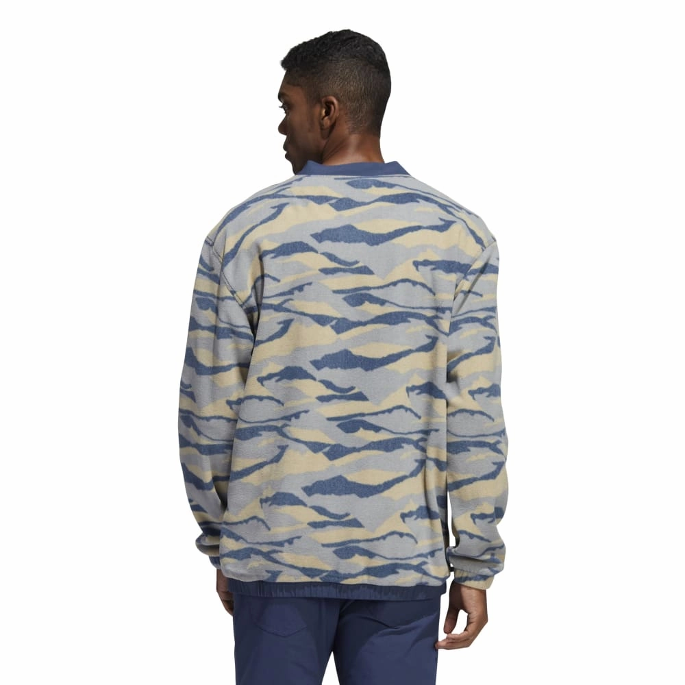 adidas Texture Print Crew Neck Golf Pullover HF6525