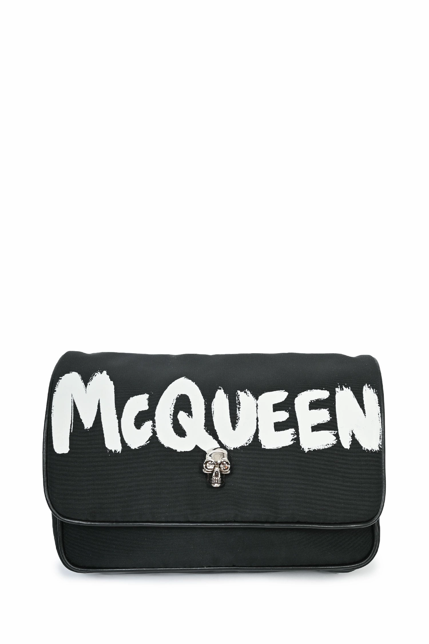 Alexander McQueen Black Nylon Logo Skull Shoulder Bag