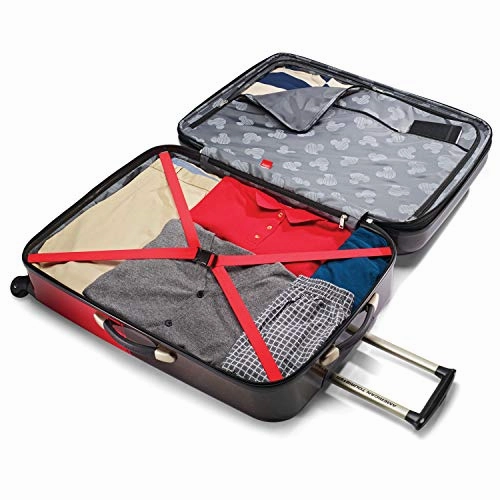 American Tourister Disney Hardside Luggage with Spinner Wheels, Mickey Mouse Pants, Checked-Large 28-Inch