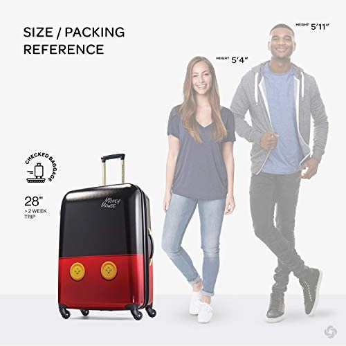American Tourister Disney Hardside Luggage with Spinner Wheels, Mickey Mouse Pants, Checked-Large 28-Inch