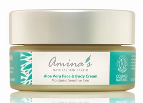 Amina's Natural Skincare Aloe Vera Face & Body Cream Daily Moisturiser 120ml