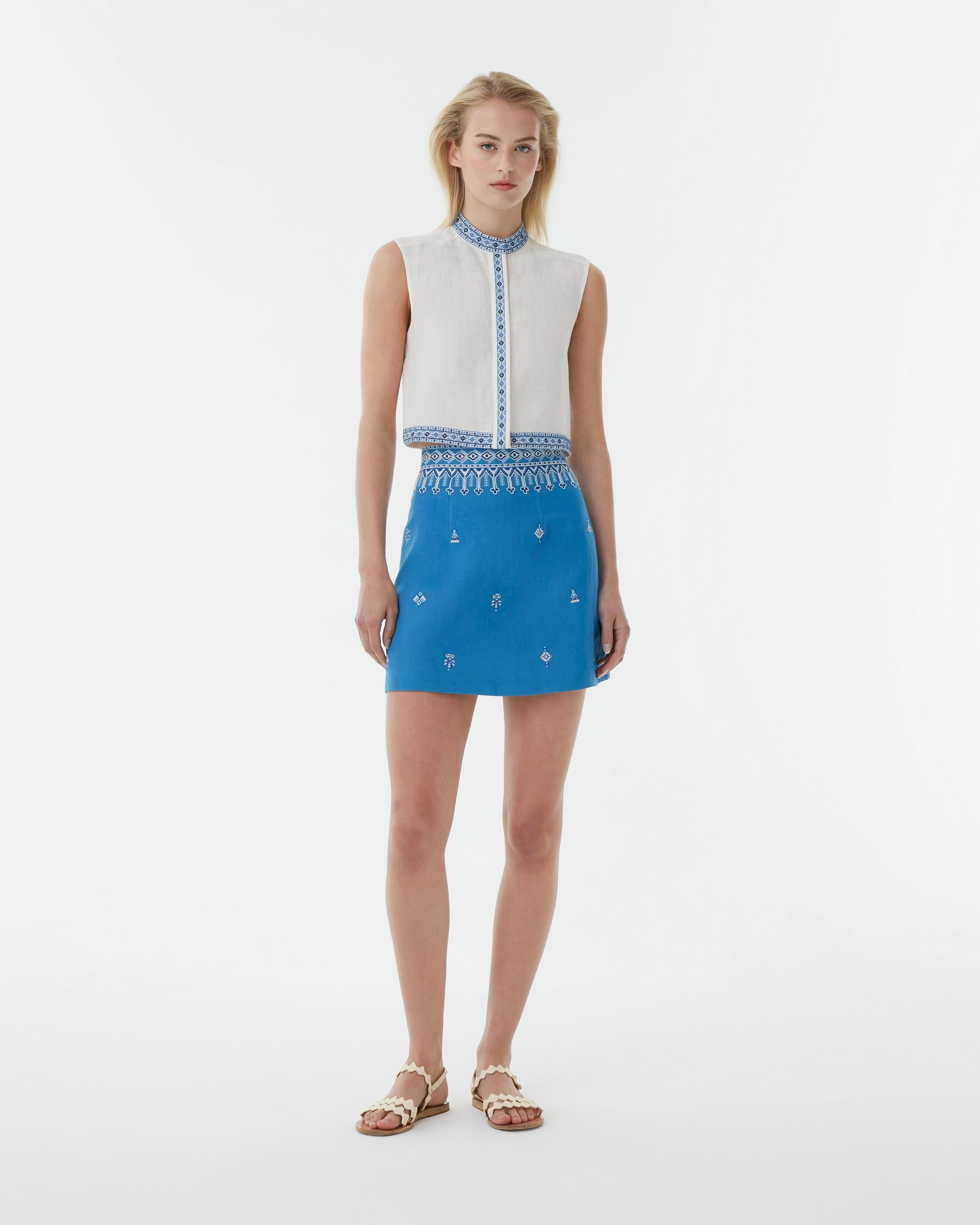 Andorra Top with Astragal Embroidery