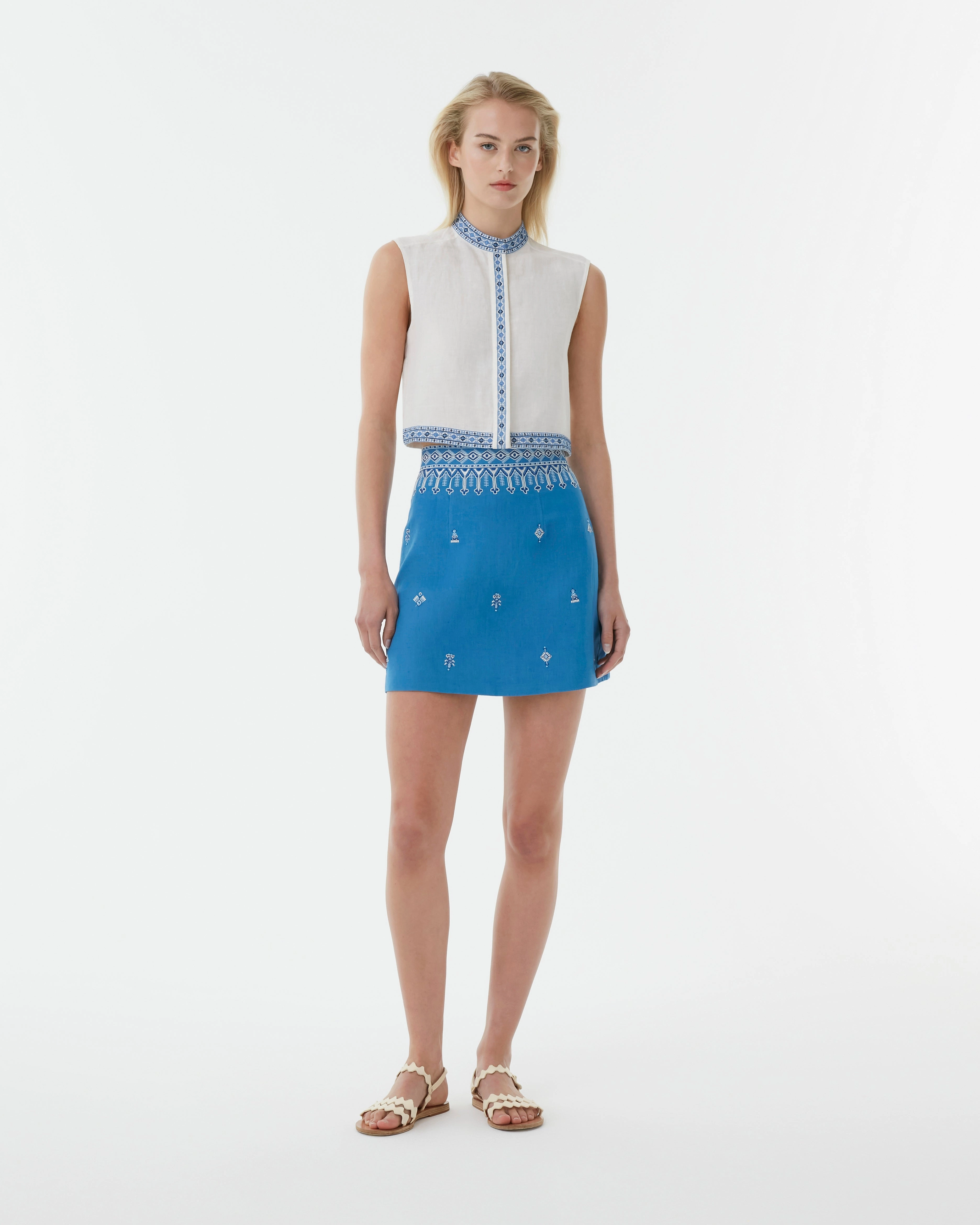 Andorra Top with Astragal Embroidery