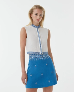Andorra Top with Astragal Embroidery