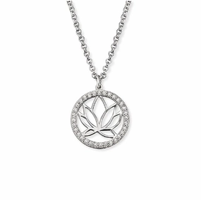 Angel Whisperer Lotus Flower Silver Necklace ERN-LOTUS-ZI