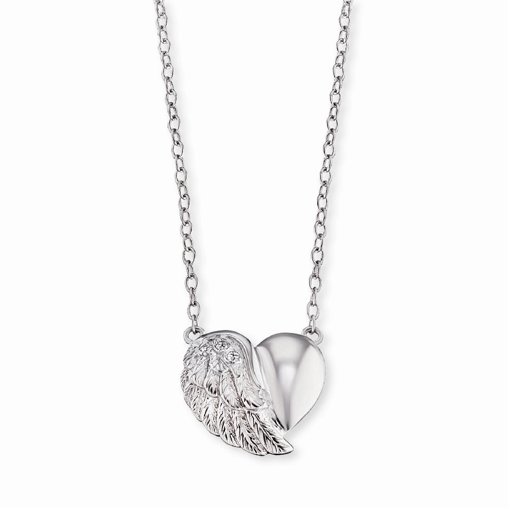 Angel Whisperer Silver Heart Wing Necklace ERN-LILHEARTWING