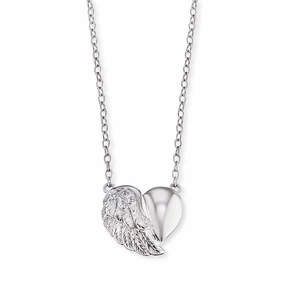 Angel Whisperer Silver Heart Wing Necklace ERN-LILHEARTWING