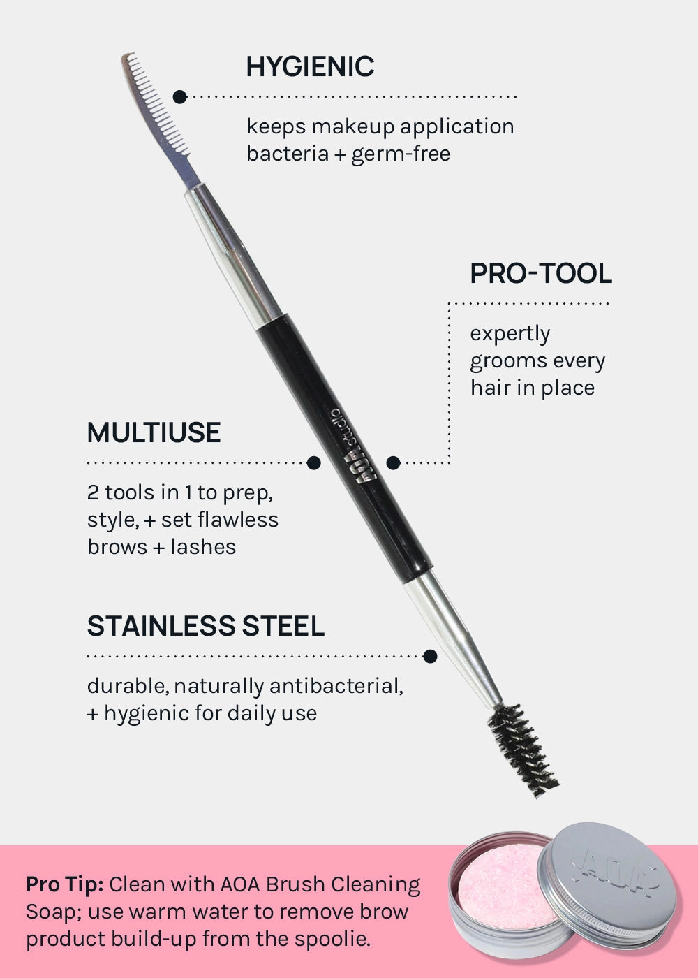 AOA Dual Brow Comb   Spoolie