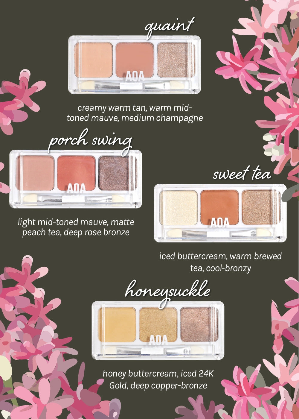 AOA Southern Charm 3 Color Eyeshadow Palettes
