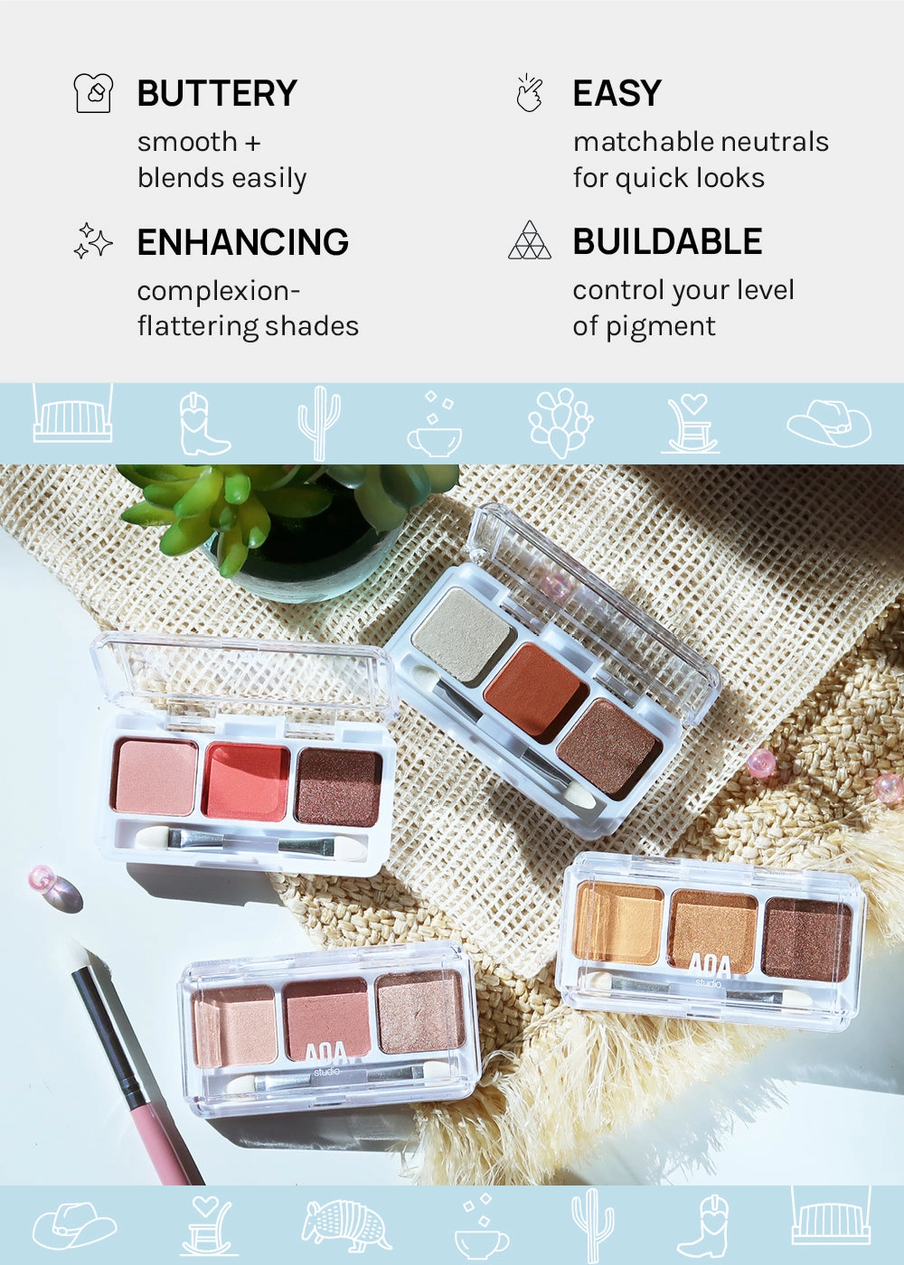 AOA Southern Charm 3 Color Eyeshadow Palettes