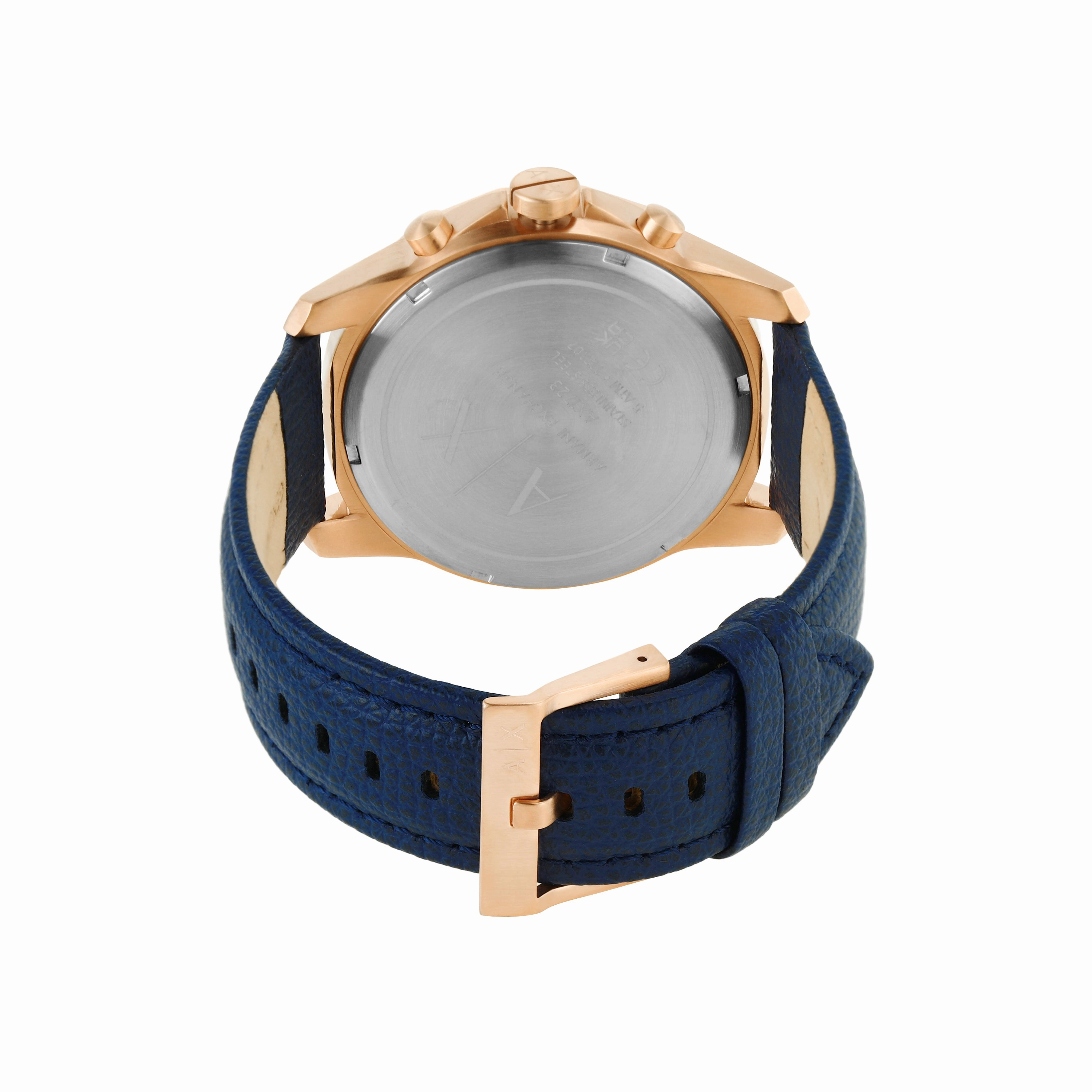 Armani Exchange Blue Leather Gold Mens Watch AX1723