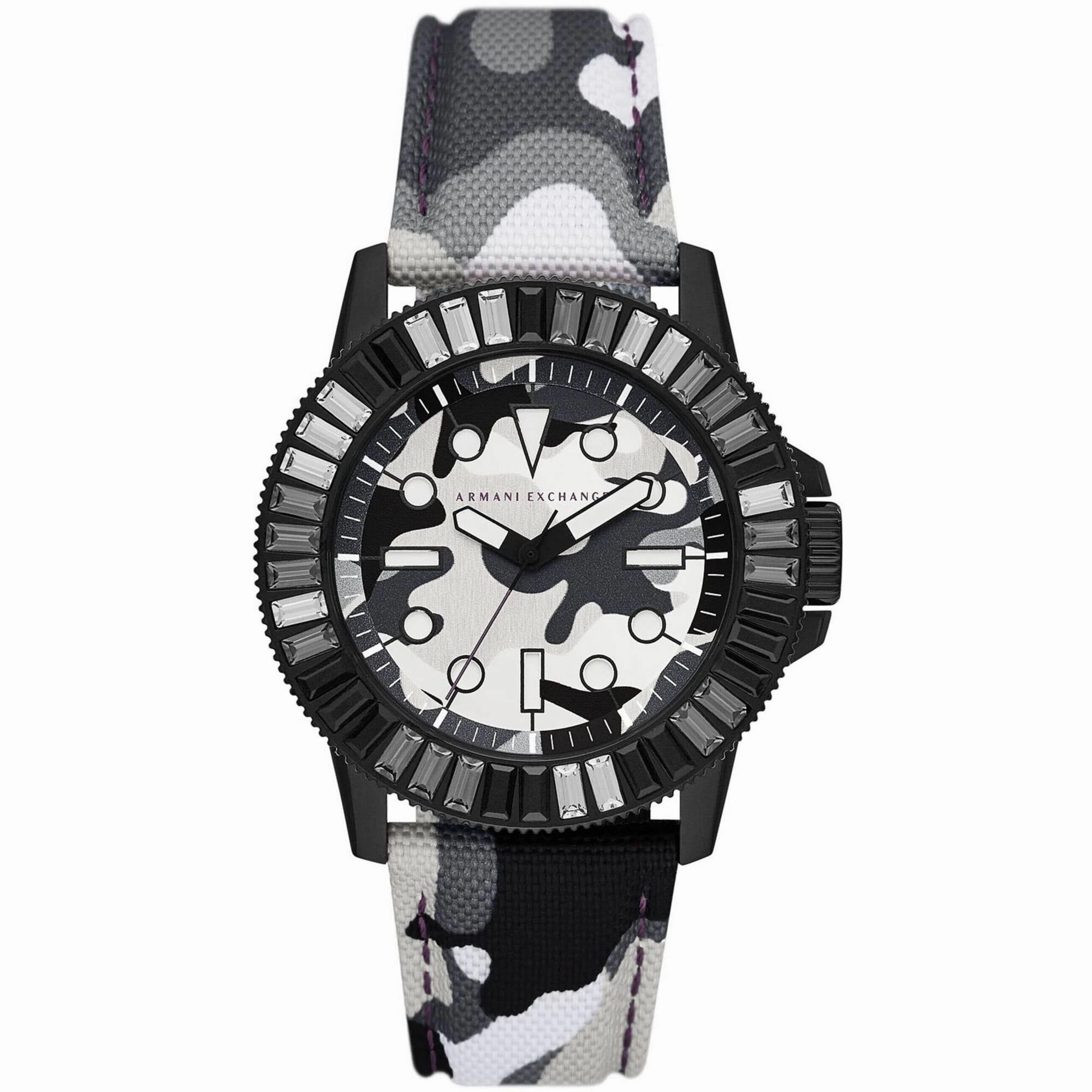 Armani Exchange Men's Watch - Classic Quartz Black and White Dial Strap | AX1856
