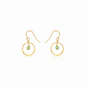 August Birthstone Earrings: Gold Filled Circle Earrings With Peridot Beads