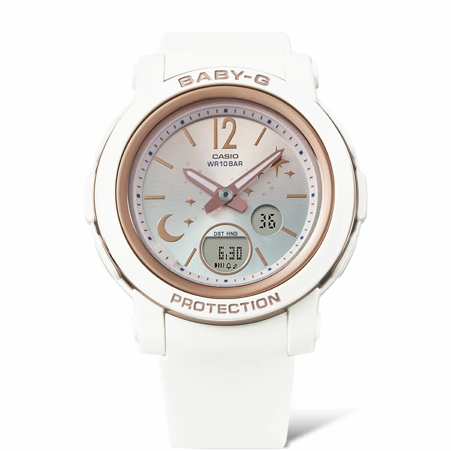 BABY-G DUO Moon and Stars White Resin Band Watch BGA290DS-7A