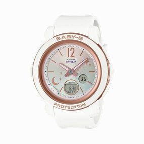 BABY-G DUO Moon and Stars White Resin Band Watch BGA290DS-7A