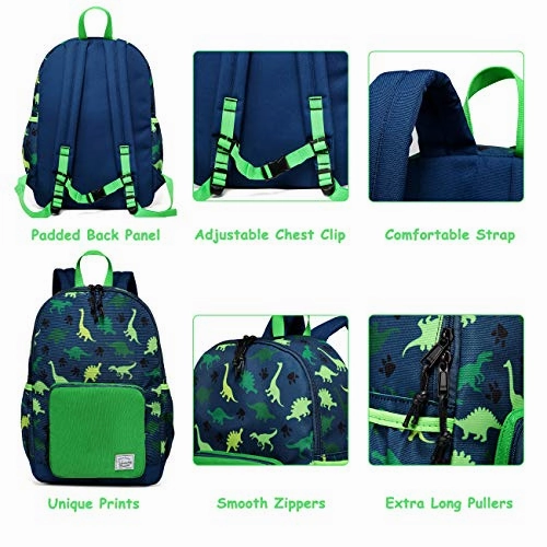 Backpack for Boys, VASCHY Cute Lightweight Water Resistant Preschool Backpack for Boys and Girls Kindergarten Bookbag Dinosaur