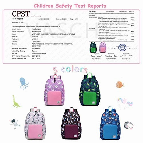 Backpack for Boys, VASCHY Cute Lightweight Water Resistant Preschool Backpack for Boys and Girls Kindergarten Bookbag Dinosaur