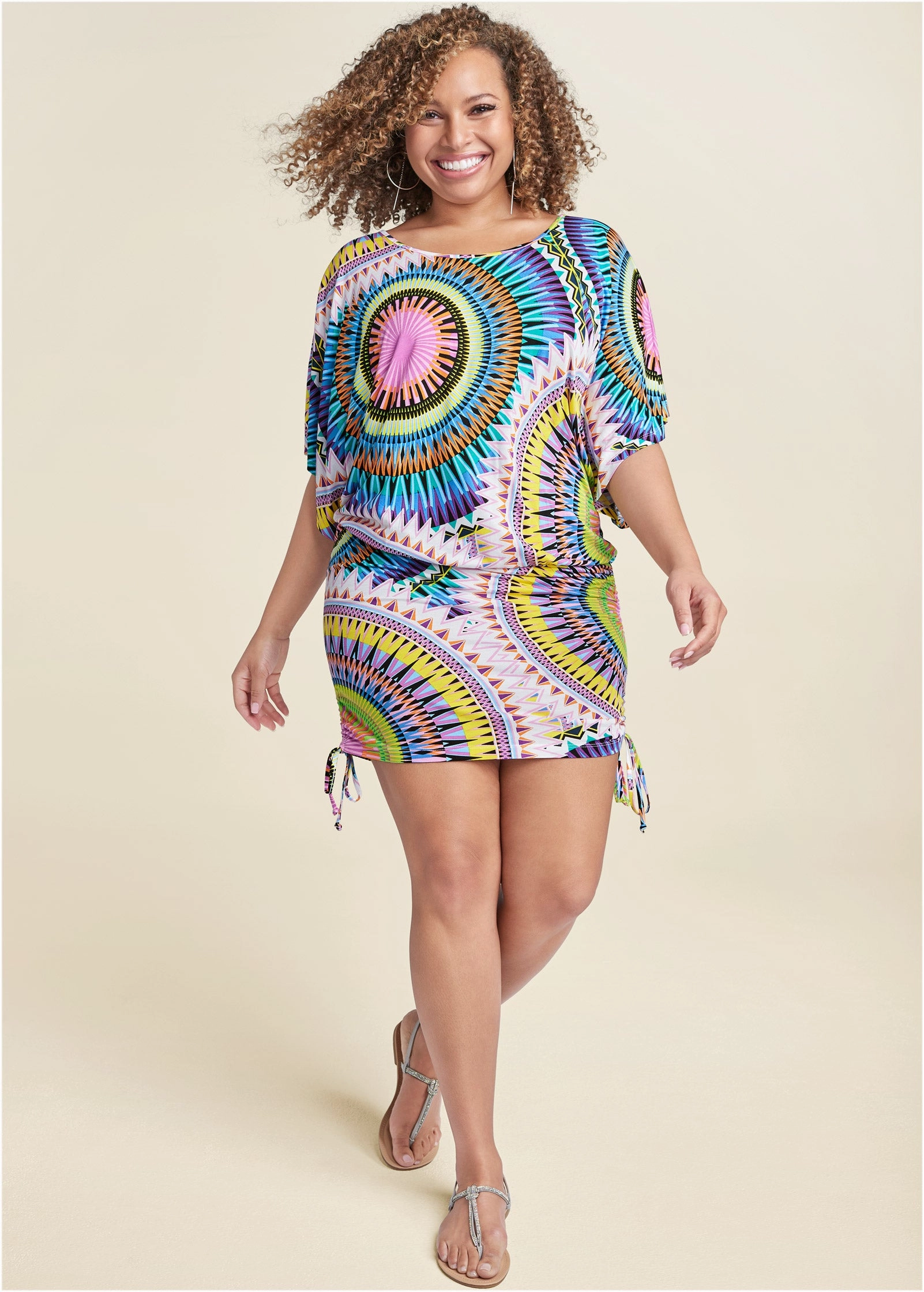 Banded Convertible Dress - White Multi