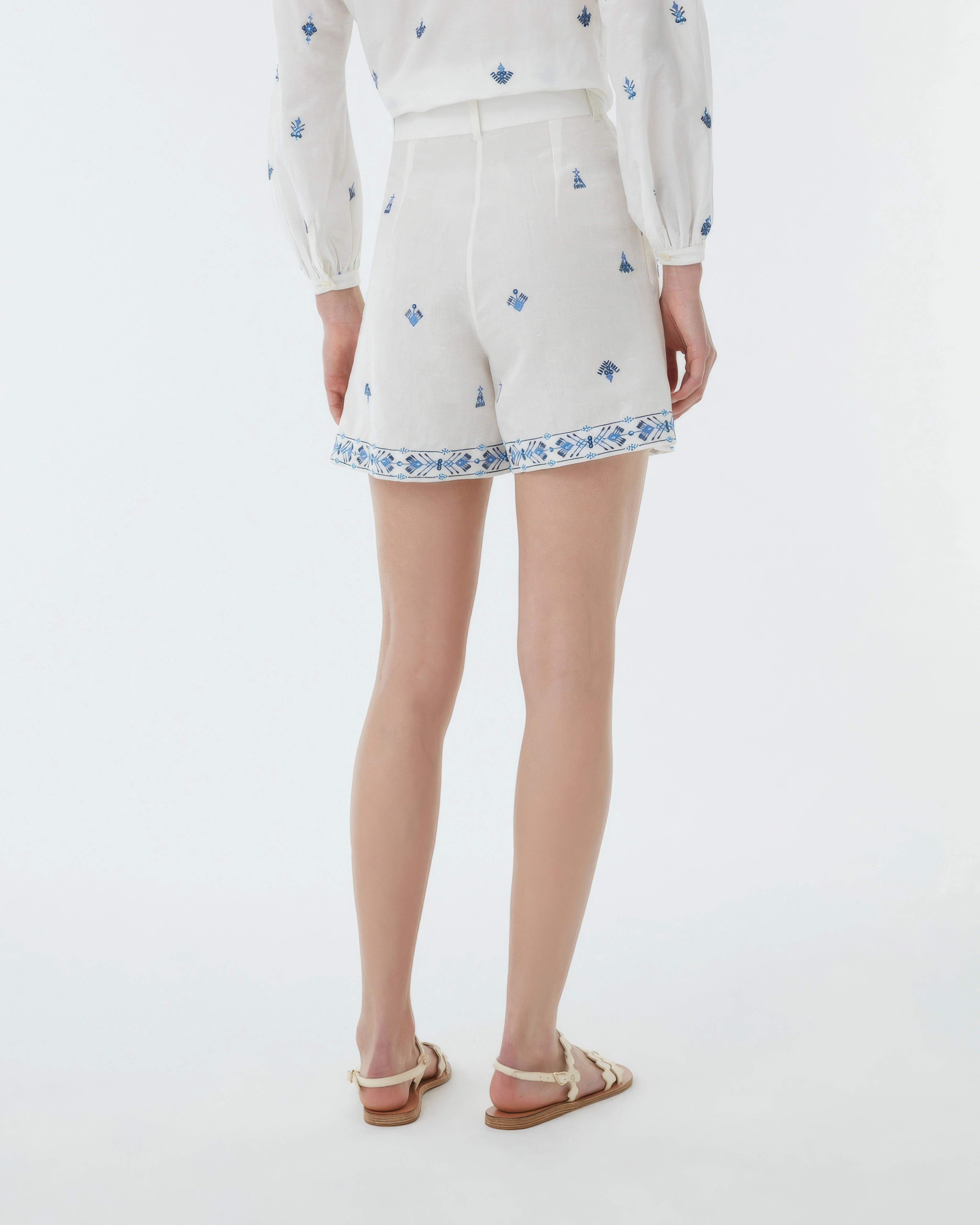 Beatrice Shorts with Astragal Embroidery