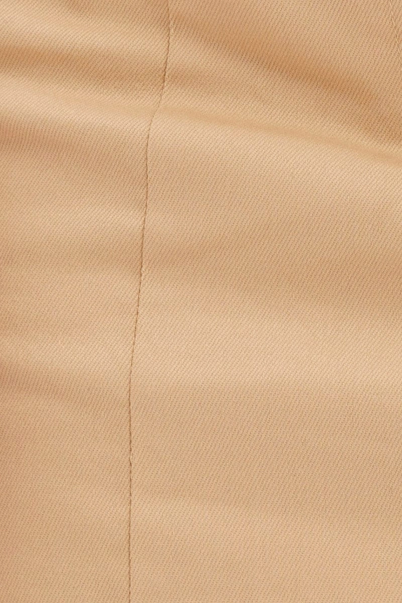 Beige Mid Rise Belted Cargo Mini Skirt
