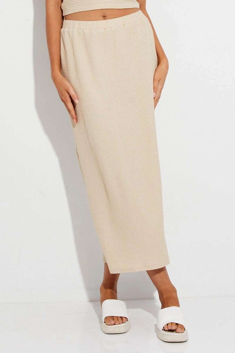 Beige Midi Skirt Bodycon