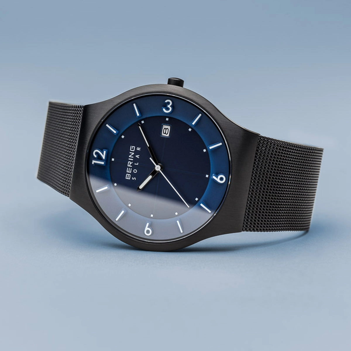 Bering Solar Brushed Black Mesh Watch 14440-227