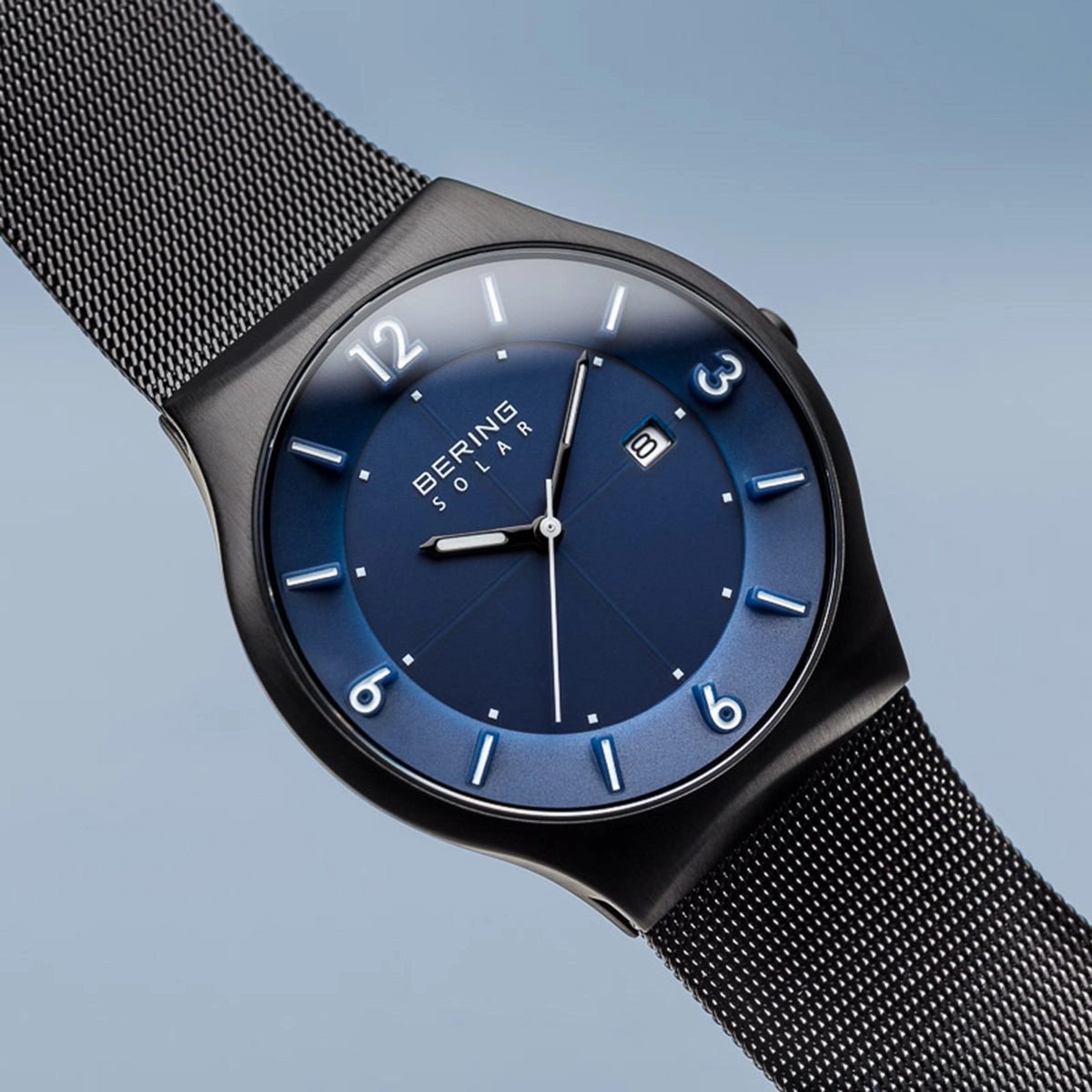 Bering Solar Brushed Black Mesh Watch 14440-227